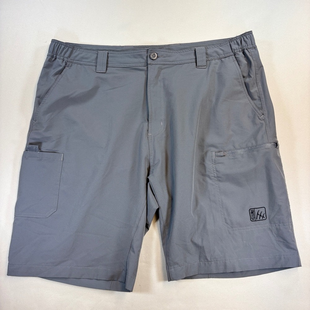 Fintech Performance Fishing Shorts Mens XXL 9" Gray Stretch Cargo Hiking Outdoor